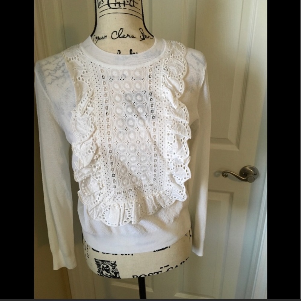 Adorable J Crew white eyelet sweater
